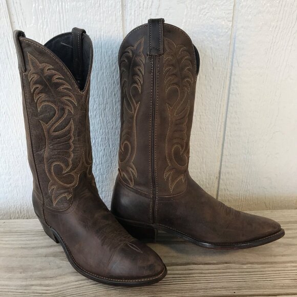 Code West Ranch Mens Brown Leather Cowboy Western Boots 10.5 D 80590 USA - Picture 1 of 13